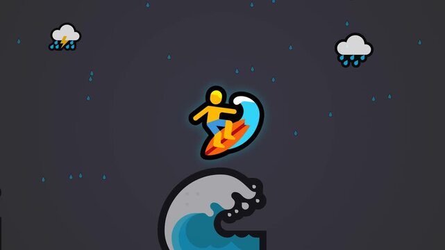 illustration video of surfing in the sea