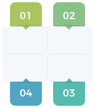Modern four step infographic template with numbered tabs