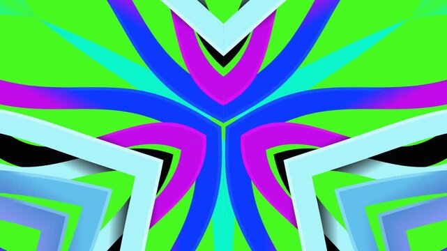 Abstract Geometric Kaleidoscope Motion Background With Bright Neon Colors