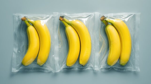Vacuum sealed bananas displayed for controlling ripeness and reducing food waste