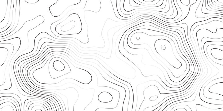 Detailed topographic map contour lines pattern texture with map background pattern design black and white abstract