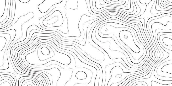 Monochrome topographic map lines pattern vector design with contour lines map background black and white abstract