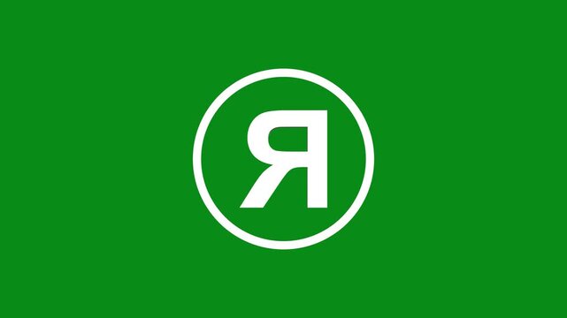 3d Alphabet "R" text animation inside the circle icon. 3d text isolated on green background. Educational concept. Alpha channel 4k