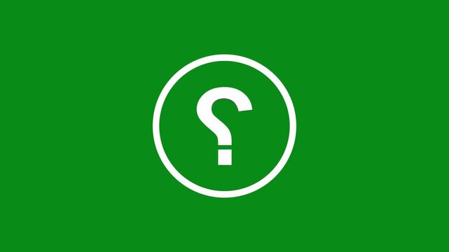 3d Question mark icon animation inside the circle icon. 3d text isolated on green background. Educational concept. Alpha channel 4k Animation of question mark