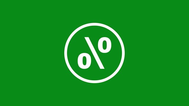 3d Number "100% percentage" text animation inside the circle icon. 3d text isolated on green background. Educational concept. Alpha channel 4k. sales and discount advertisement.