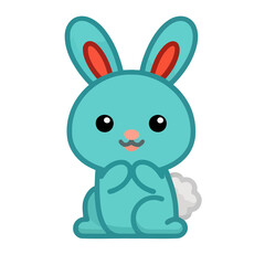 Fototapeta premium Cute cartoon blue bunny illustration
