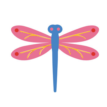 Stylized blue and pink dragonfly illustration
