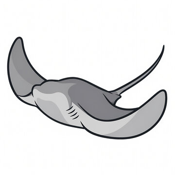 Vector Illustration of a Cute Stingray Gliding in the Water, Marine Animal Icon Isolated on White Background for Underwater Nature Designs, Sea Life Creature Graphic Element