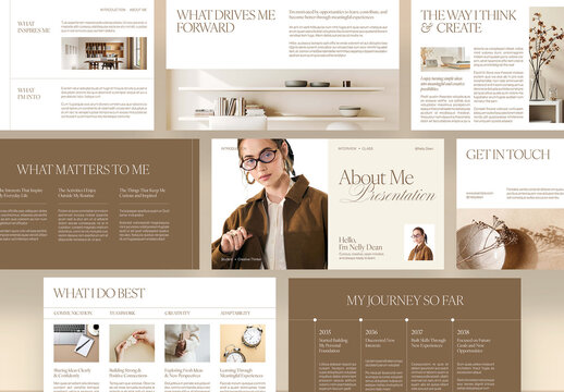 About Me Presentation Template, Minimalist Personal Portfolio & Self Introduction Slide Deck for Profiles, Resumes & Job Interviews