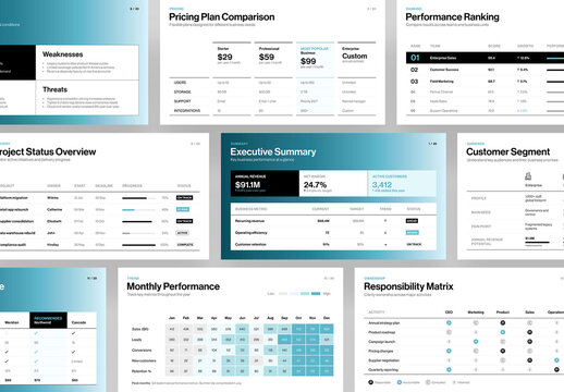 Table Infographic Presentation Template, Business Comparison Charts, Pricing Tables & Corporate KPI Report Slide Deck