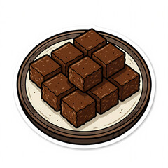 Obraz premium Vector Illustration of a Plate of Wajik, a Traditional Indonesian Sweet Sticky Rice Cake Snack Cut into Cubes, Isolated Sticker Style Graphic for Culinary and Cultural Design.