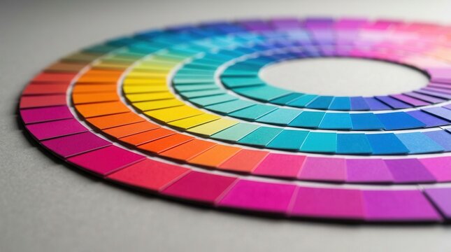 Vibrant color palette wheel providing various color options for creative design.