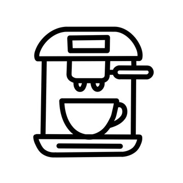 Coffee maker dispensing a fresh drink into a cup.