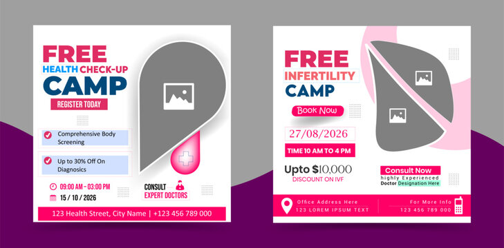 Free Medical Check Up and Infertility Camp Social Media Banner Set