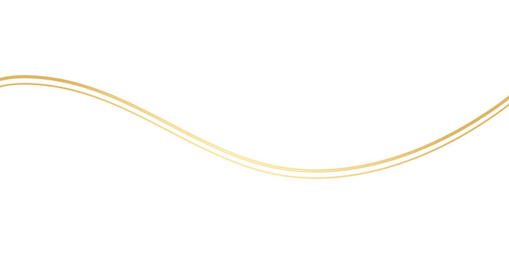 Golden Double Wave Divider Elegant Flowing Luxury Decorative Border on Transparent Background