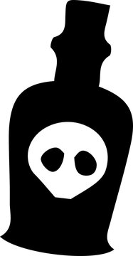 Spooky magic poison bottle with skull label for Halloween