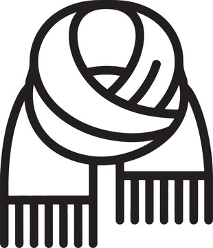 Tret Scarf Illustration, Stylish Winter Accessory Design, Monochrome Line Art Icon