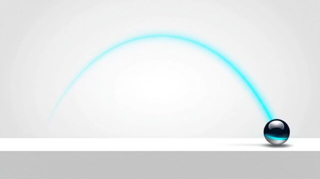 3D Vector Projectile Motion Physics Icon Animation with Parabolic Trajectory and Motion Trail