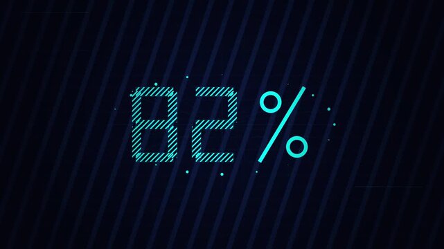 Futuristic digital graphic displaying 86% completion rate, perfect for data visualization.