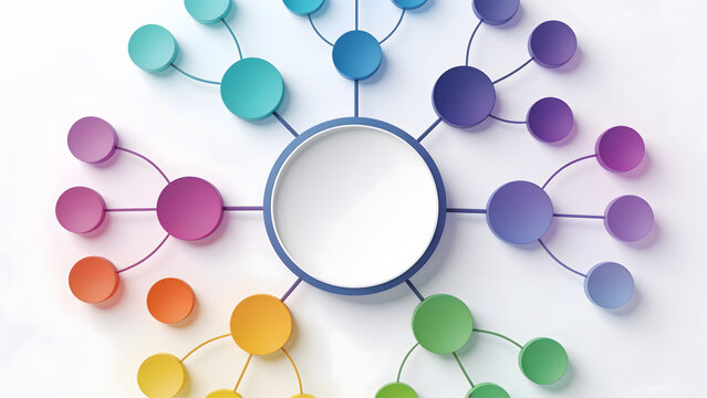 Abstract Colorful Mind Map Network with Connected Circular Nodes