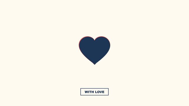 Minimalist heart icon design with love message on beige background