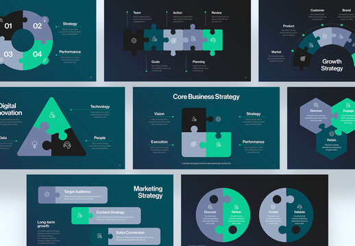 Puzzle Infographic Presentation Template, Jigsaw Diagrams & Business Strategy Slide Deck for Processes, Workflows & Teamwork