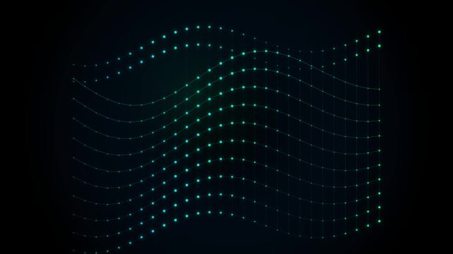 Teal wave pattern loops continuously across a black background