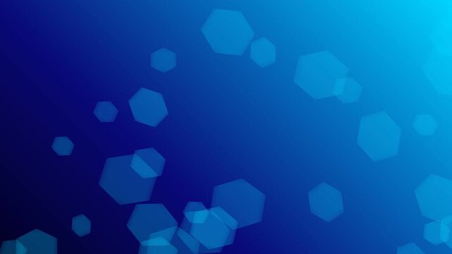 Abstract blue hexagonal bokeh background with gradient light effect