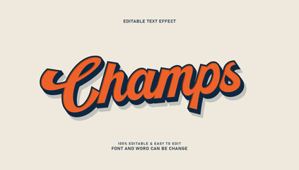 Champs editable text effect with modern retro cursive typography style © NAURA PUTRI NIRMALA