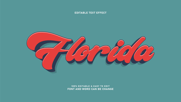 Florida Text Effect 3D Retro Vintage Editable