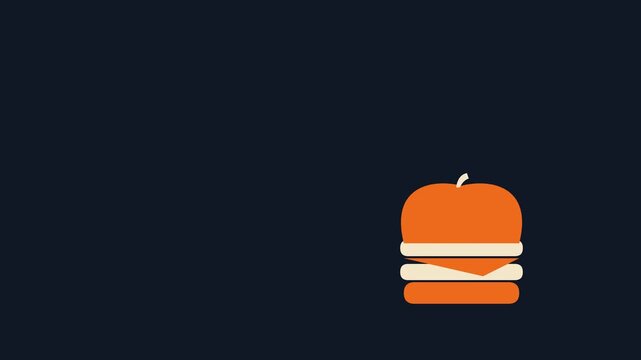 Hamburger Icon Animation Featuring a Flat Minimalist Sandwich with Layers on Dark Background