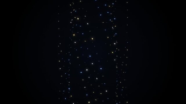 Sparkling gold particles falling on dark background, glowing dust bokeh motion design, luxury particle animation overlay