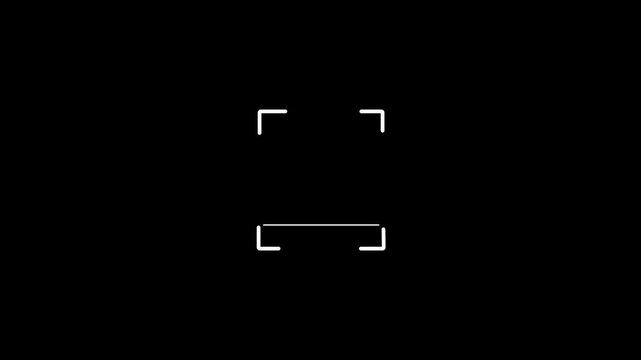 Minimalist white scan frame icon with laser line for QR code scanner, document scanning, barcode reader, viewfinder focus