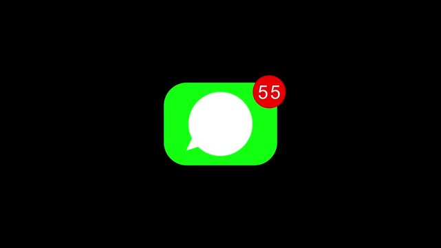 Vibrant green messaging app speech bubble icon with red unread notification badge showing 88 unread messages, chat alerts, inbox counter, communication status