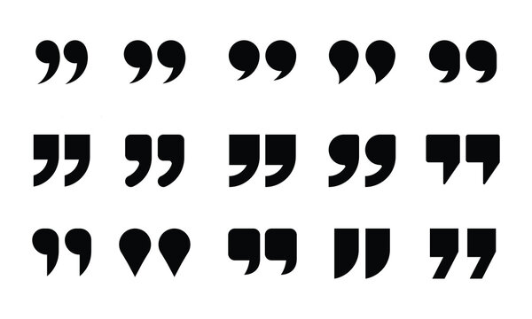 Double quotation mark icon set. Solid Style Icons. Quotation mark sign. Inverted comma symbol. Speech design. Commas, quotes, speech marks