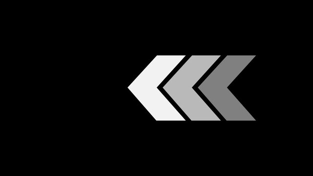 horizontal fast rewind chevron arrows icon with grey gradient for media player, video rewind, fast reverse, navigation
