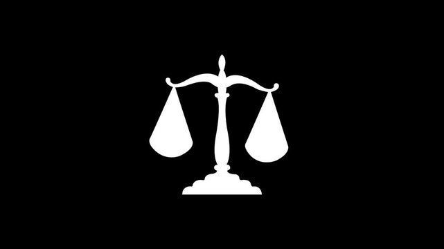 white scales of justice icon for legal services, law firm, court advice, equality symbol, judicial system