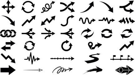 Fototapeta premium Abstract motion trajectory arrows and curved roadmap pathway indicators collection