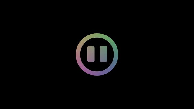 Gradient pastel circular pause button icon for media player controls, video playback, audio pause symbol, stream freeze