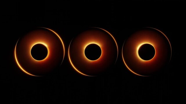 Seamlessly looping video of spinning cooling fans with rotating orange neon circles inside