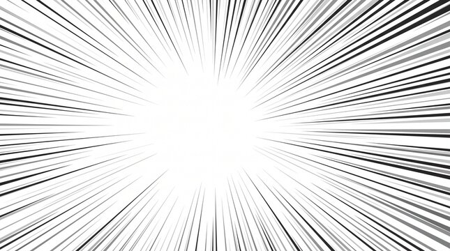 Monochrome speed lines radiating from center creating dynamic action background for manga and comics