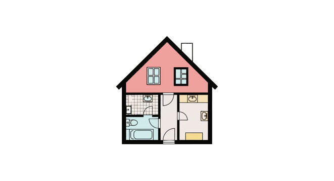 Colorful house interior floor plan.