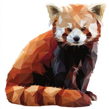 Low Poly Red Panda Illustration Isolated On A Clean White Background