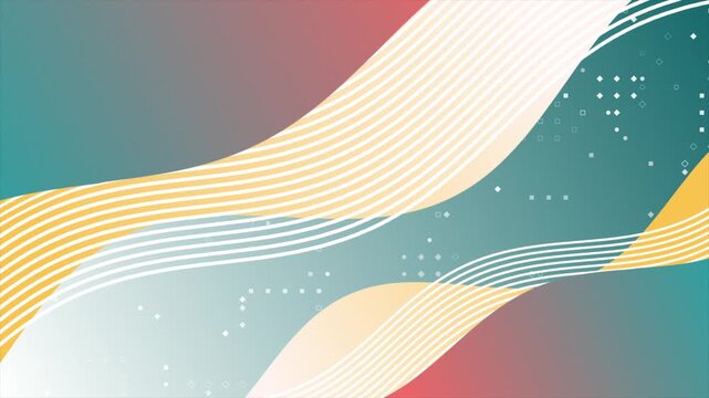 Animated colourful multiple repeating wavy lines gradient design loop able geometrical background