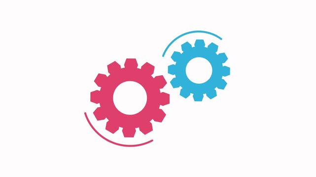Animated Colorful Gears Rotating Together - Modern Tech Concept Loop