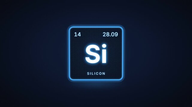 Silicon chemical element periodic table tile with atomic number 14