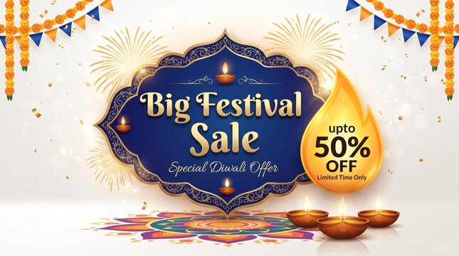 Big festival sale special diwali offer isolated on white background