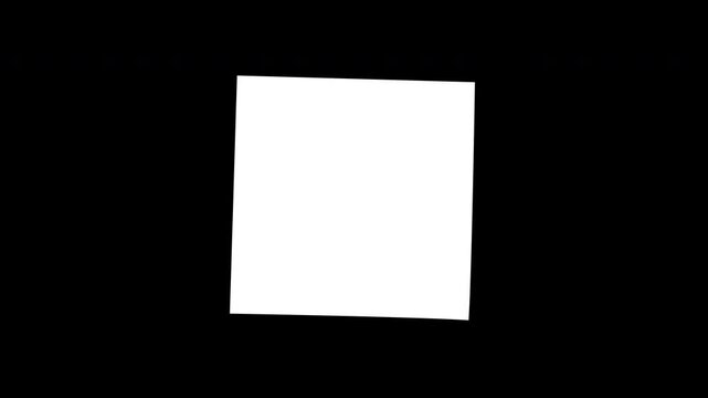A blank white sticky note blowing on black background. Black and white empty paper for text. Alpha matte isolated.	