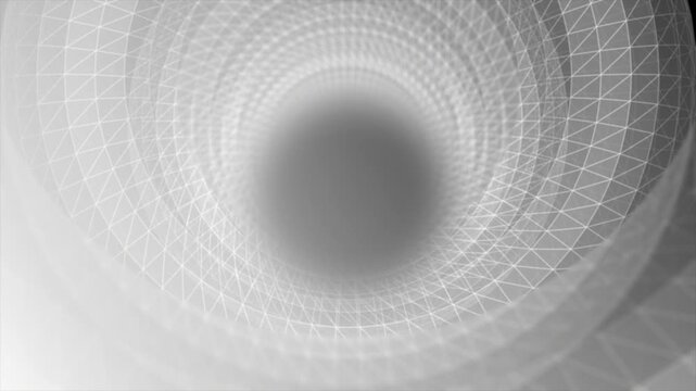 Animated white color low poly hi tech 3d tunnel gradient design loop able geometrical background