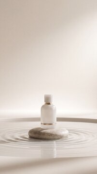 Commercial 3D e-commerce sale promotion banner with ceramic river stone and copy space for product display